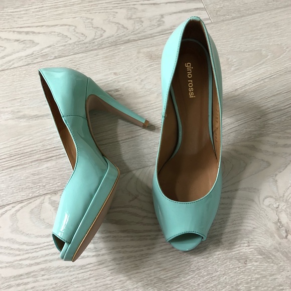 GINO ROSSI Leather Peep-toe Platform Pumps Heels - Picture 2 of 8